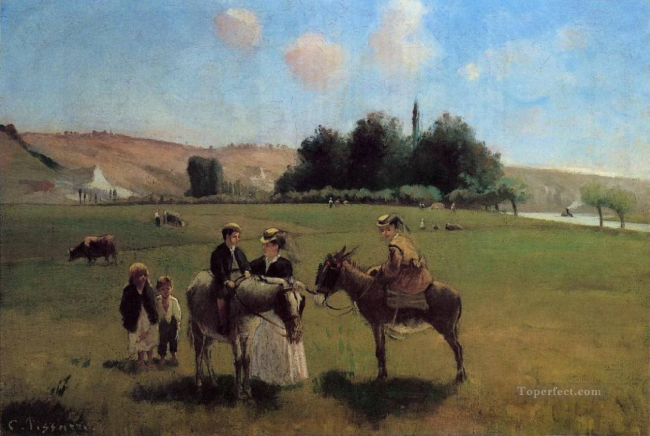 donkey ride at la roche guyon Camille Pissarro Oil Paintings